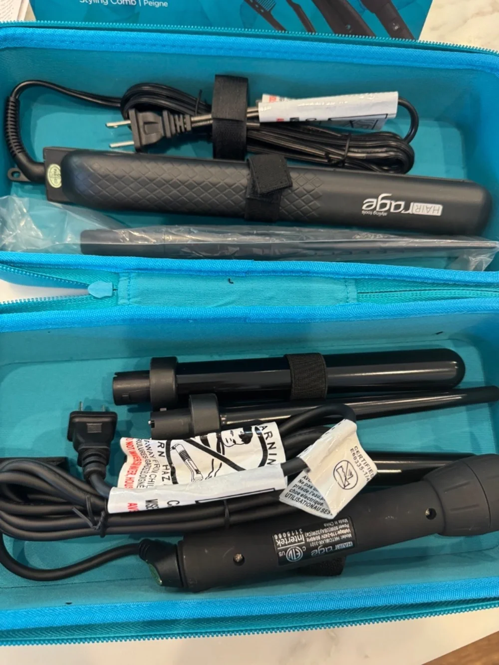 NEW Hair Rage Sleek & Curl Gift Set - 3 in 1 curling iron & 1.25